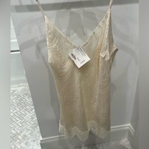 NWT silk tank with paisley design and lace trim